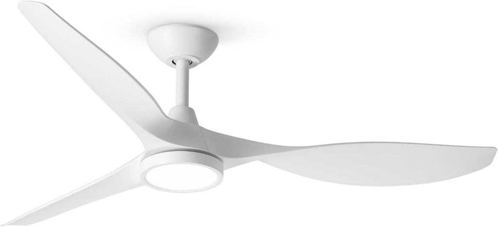 52 Inch White Energy Efficient Ceiling Fan With LED Light