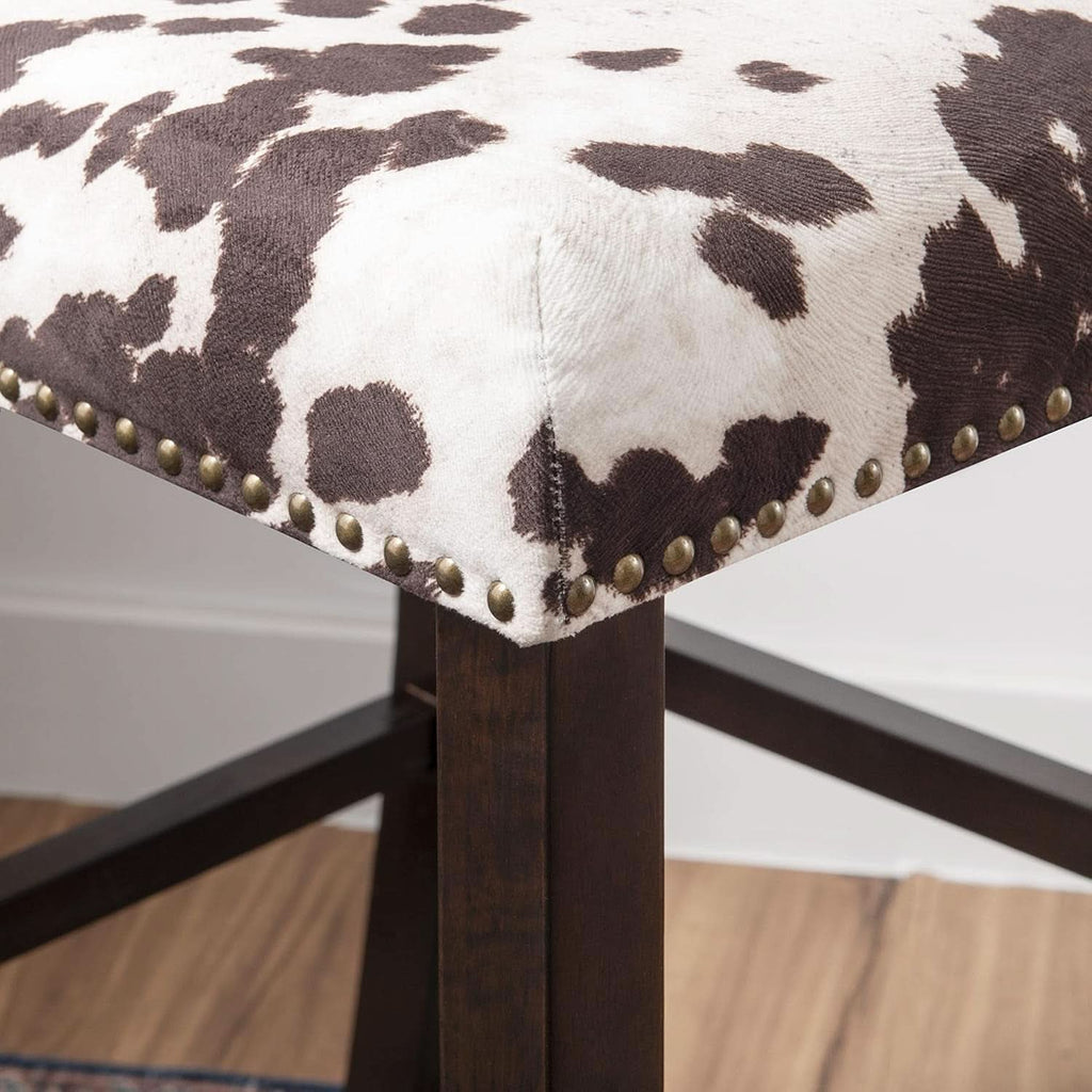 Stylish Cowhide Print Bar Stool with Comfortable Padded Seat