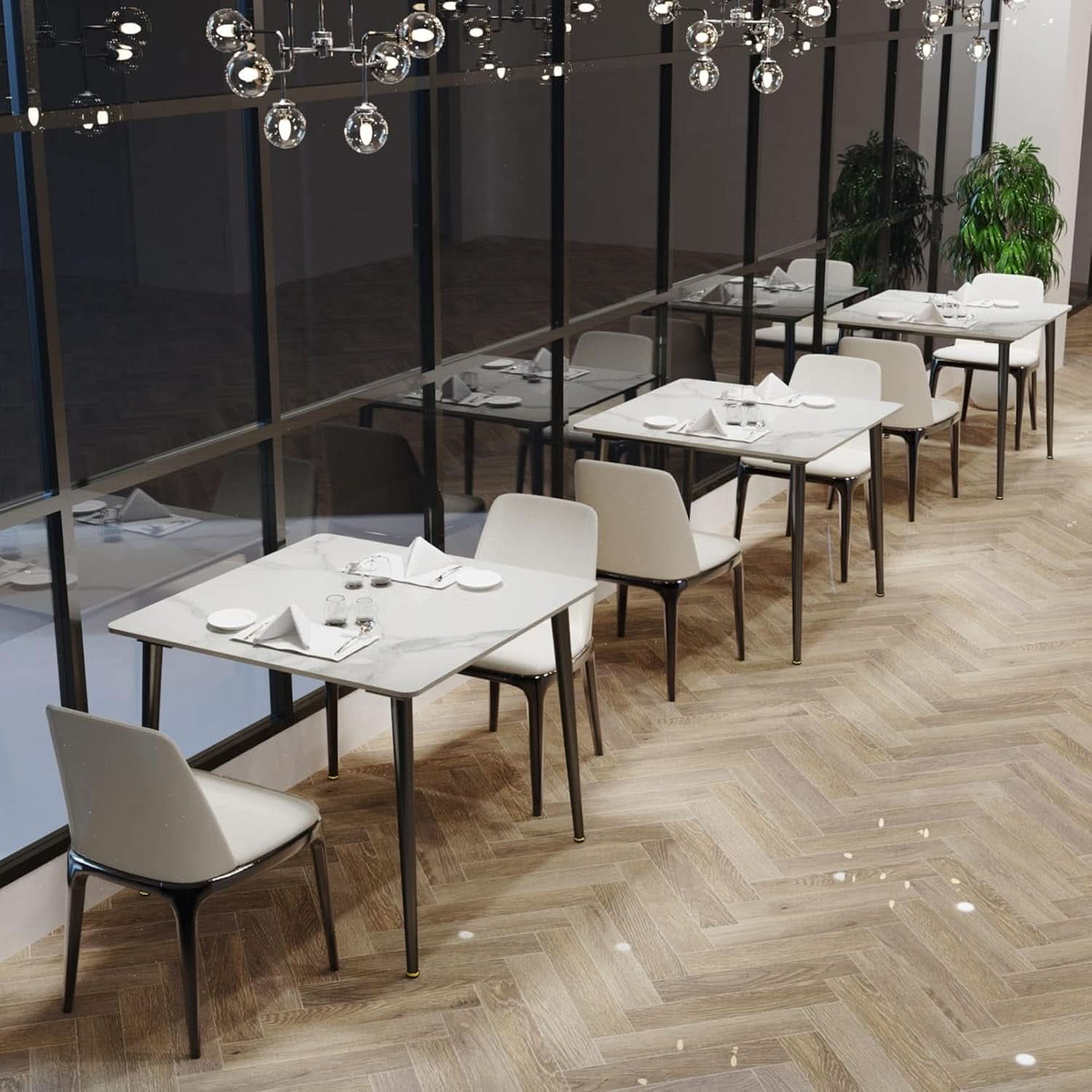 32 Inch Sintered Stone Dining Table With Black Legs