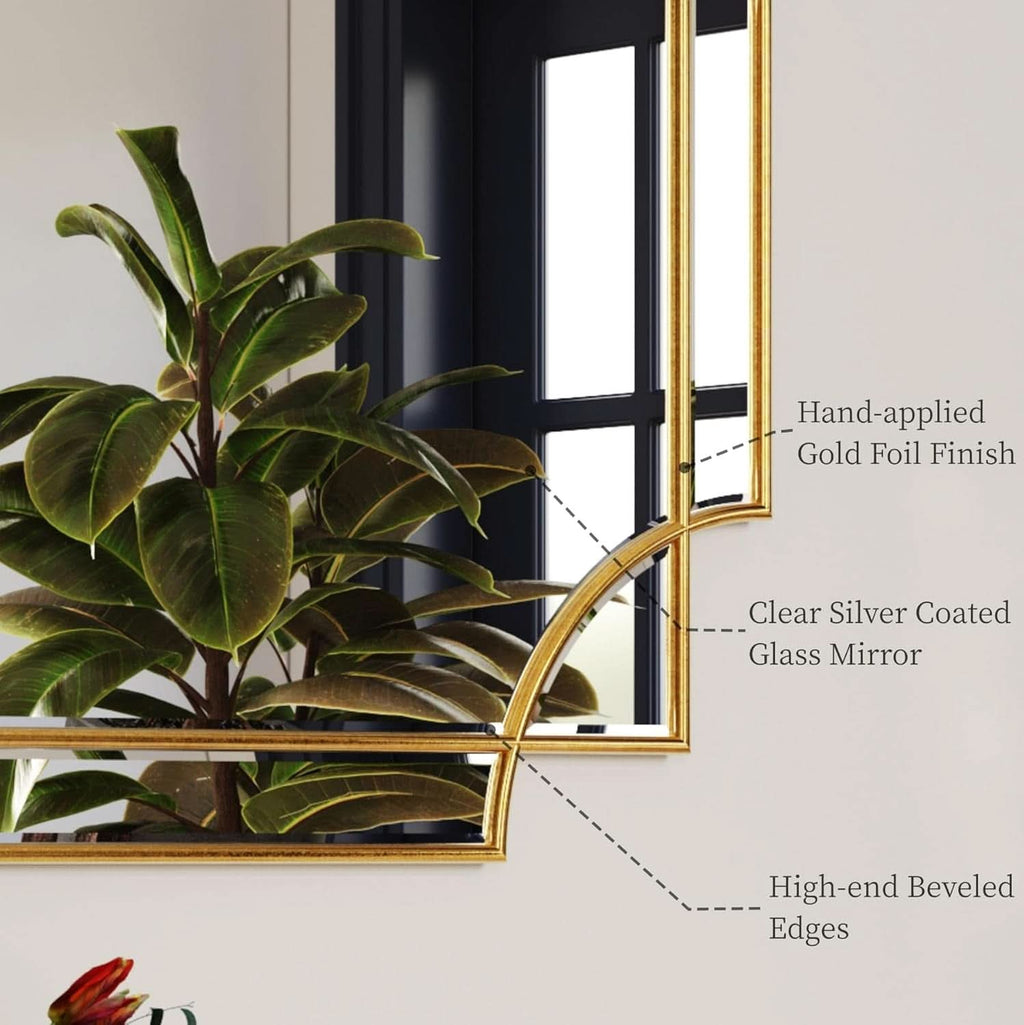 32x48 Inch Gold Wall Mirror Beveled Full Length Mirror