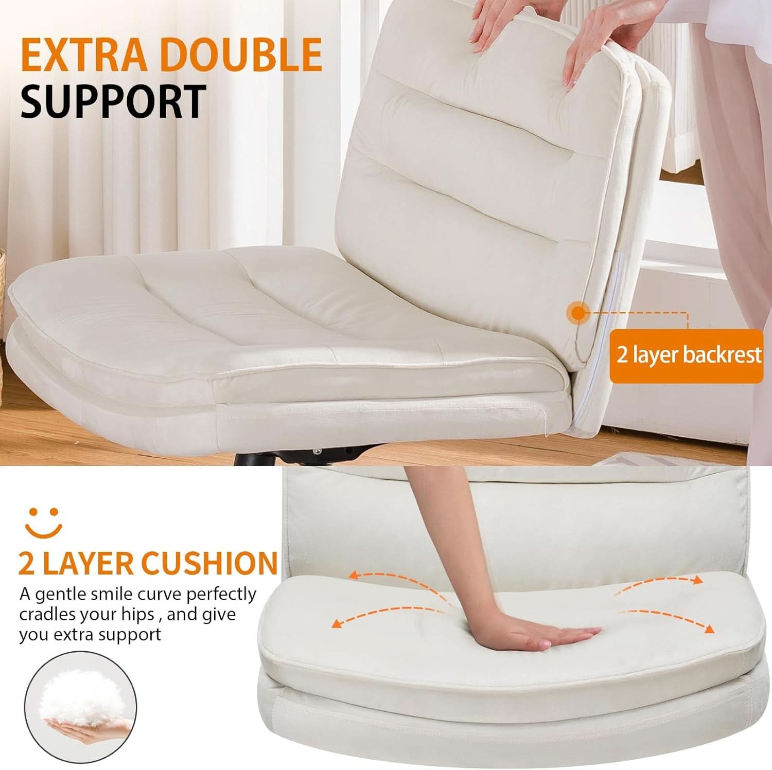 Criss Cross Office Chair Beige With Wheels For Home Office