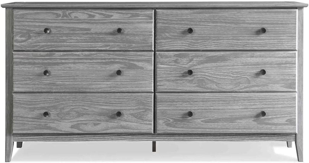 Solid Wood 6 Drawer Dresser With Brushed Driftwood Finish