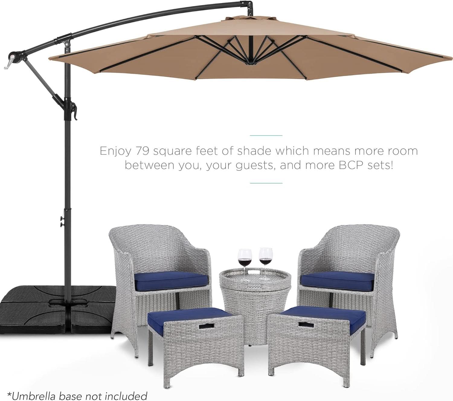10 Ft Offset Patio Umbrella With Easy Tilt Adjustment And 8 Ribs Polyester Shade For Backyard Poolside