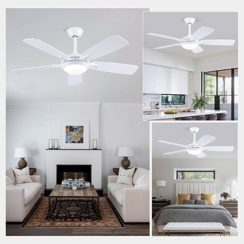 46 Inch White Ceiling Fan With Dimmable LED Remote