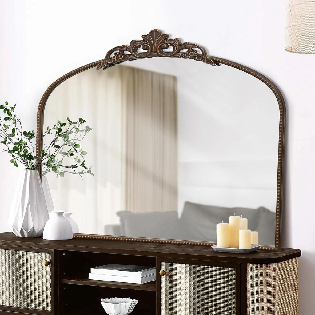 Bronze Vintage Baroque Mirror 40 By 30 Inch Arch Wall Mount