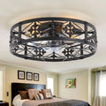 Caged Ceiling Fan 20 Inch Matte Black Remote Control