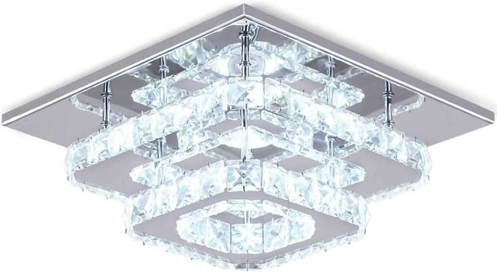 Crystal Square LED Ceiling Light Two Layer Flush Mount