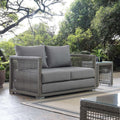 Modern Gray Wicker Rattan Loveseat for Outdoor Spaces