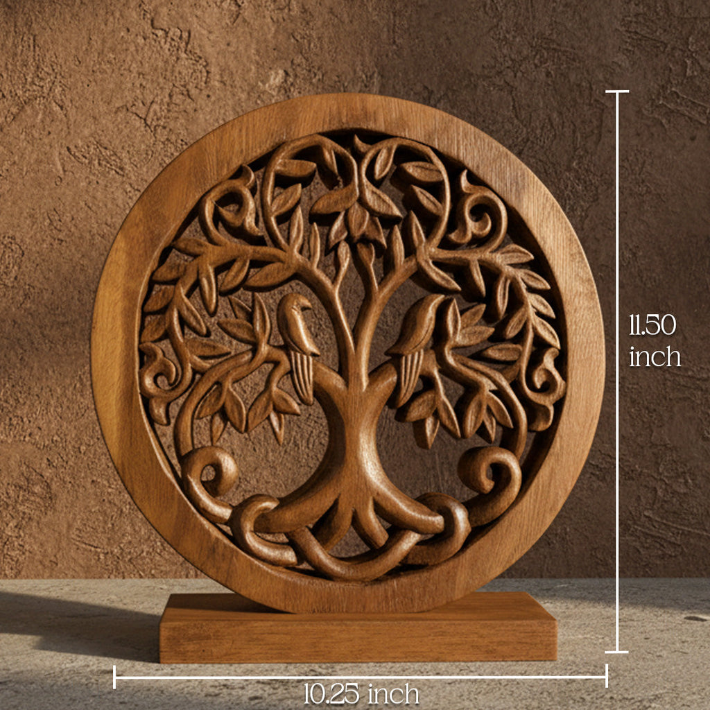 Mauk Tree of Life Wooden Sculpture(Medium) – Hand-Carved Decorative Art | Decozen Luxe, Gift for Mom