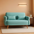46 Inch Modern Fabric Loveseat Aquamarine With Pillows