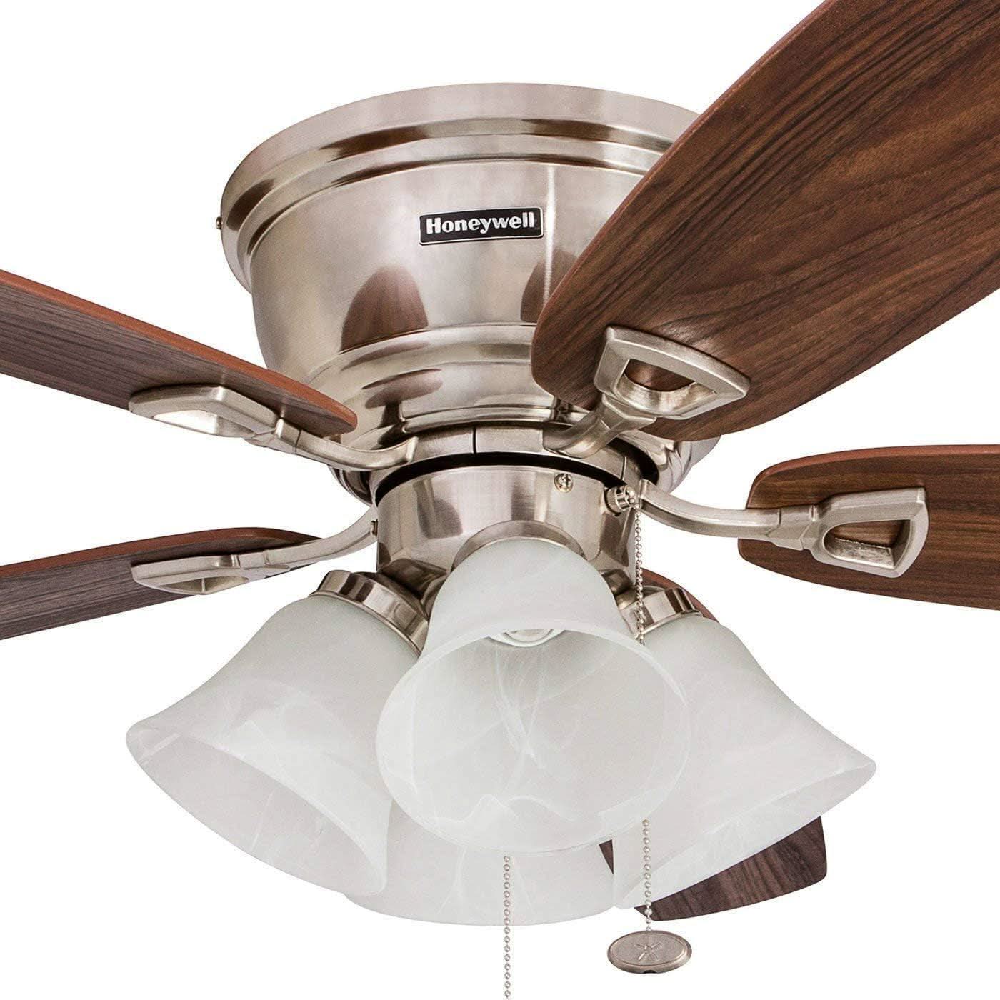52 Inch Brushed Nickel LED Five Blade Ceiling Fan Light