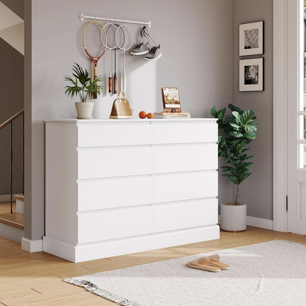 White 8 Drawer Dresser For Bedroom With Ample Storage