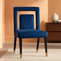 Navy Velvet Dining Side Chair Set With Nailhead Trim