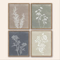 Framed Botanical Wall Art Set Of 4 With Walnut 10x10 Frames