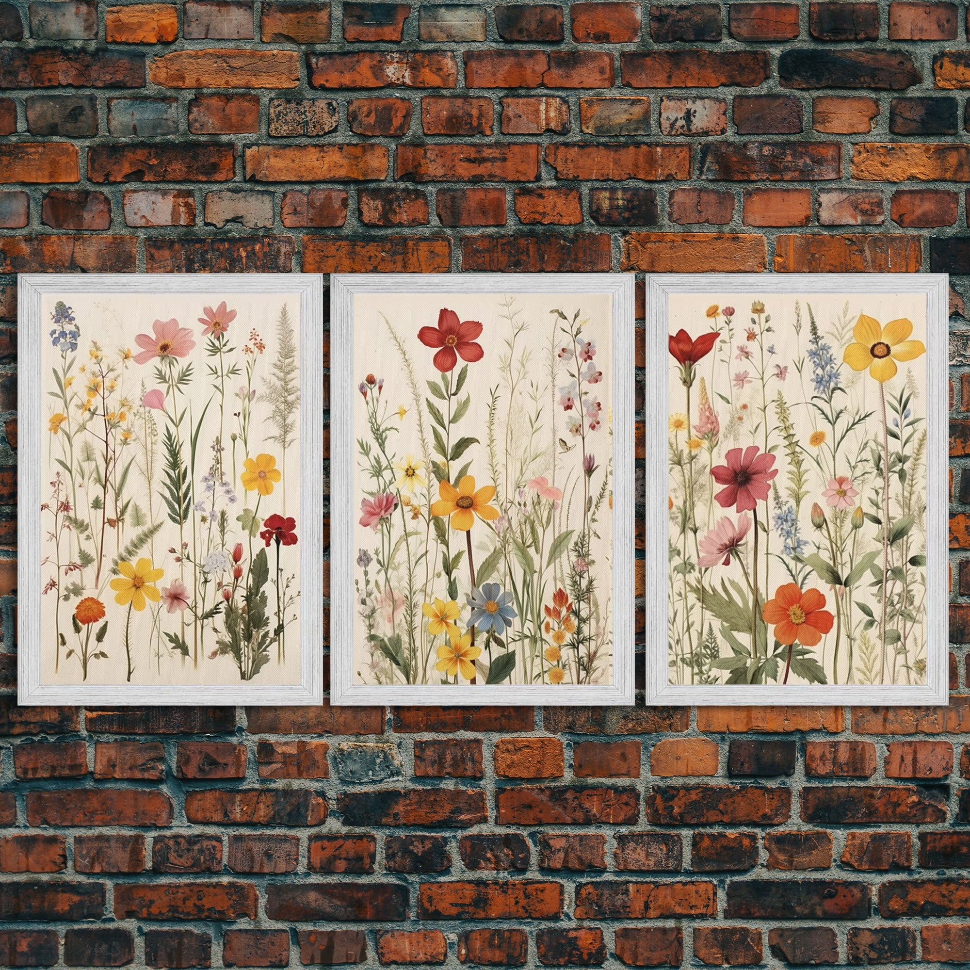 3 Piece Wall Art, Framed Canvas Print Or Poster, Colorful Boho Living Room Art, Minimalist Decor, Wall Art, Gift For Her, Floral Art