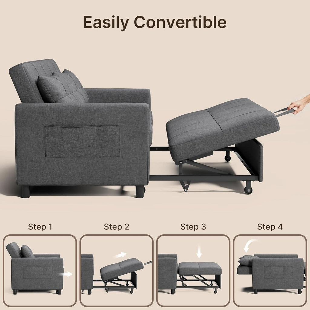 3 In 1 Convertible Sleeper Sofa Bed For Space Saving