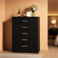 Tall Black Contemporary Dresser With Five Generous Drawers