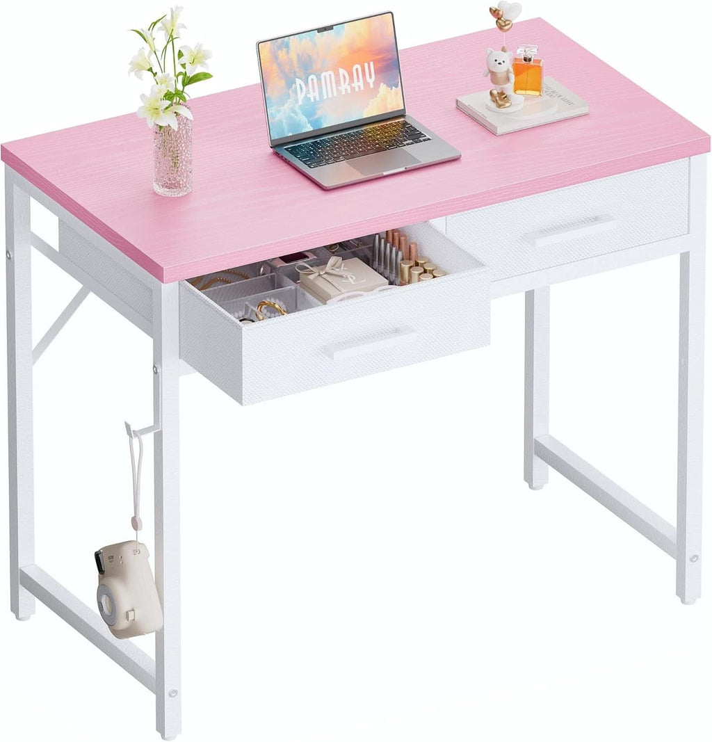 32 Inch Computer Desk With 2 Drawers For Small Spaces