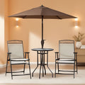 Patio Dining Set With 2 Folding Chairs Beige Umbrella