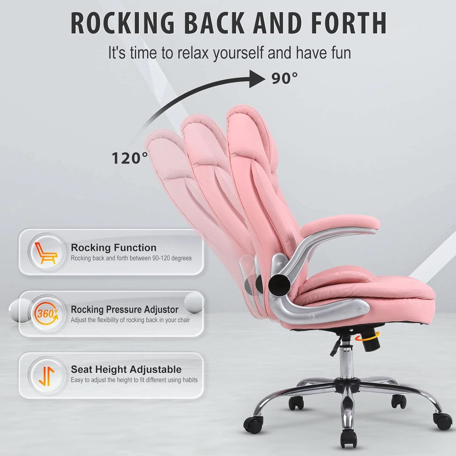 Pink Ergonomic Office Chair With Adjustable Lumbar Support