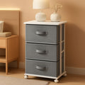 Dresser Tower 3 Drawer Dark Grey With Wood Top And Wheels