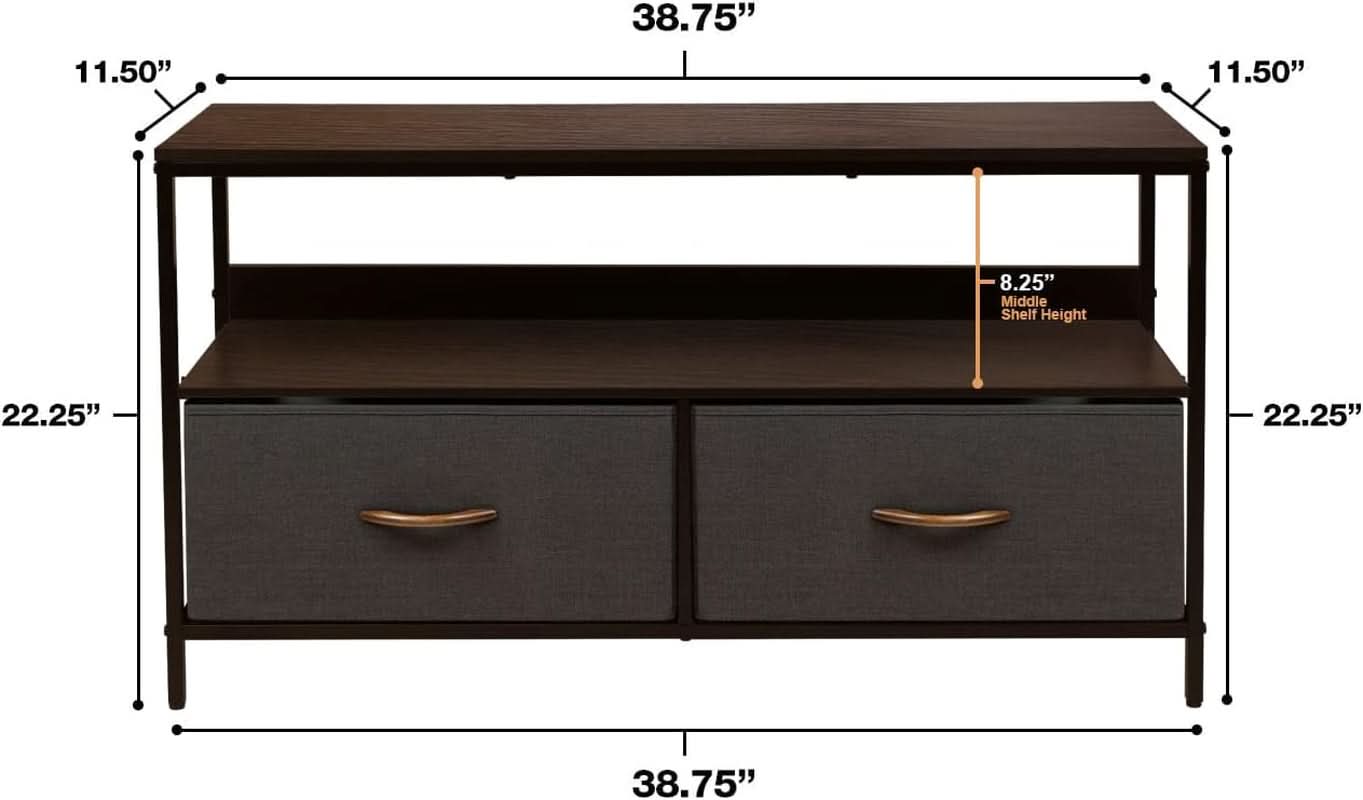 Dresser Style TV Stand With Two Drawers And Wood Top