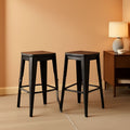 Square Metal Bar Stool Set Of 2, Stackable, 330 Lb Capacity