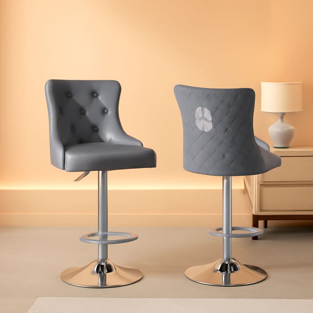 Velvet Adjustable Swivel Bar Stools Dark Grey Set Of 4
