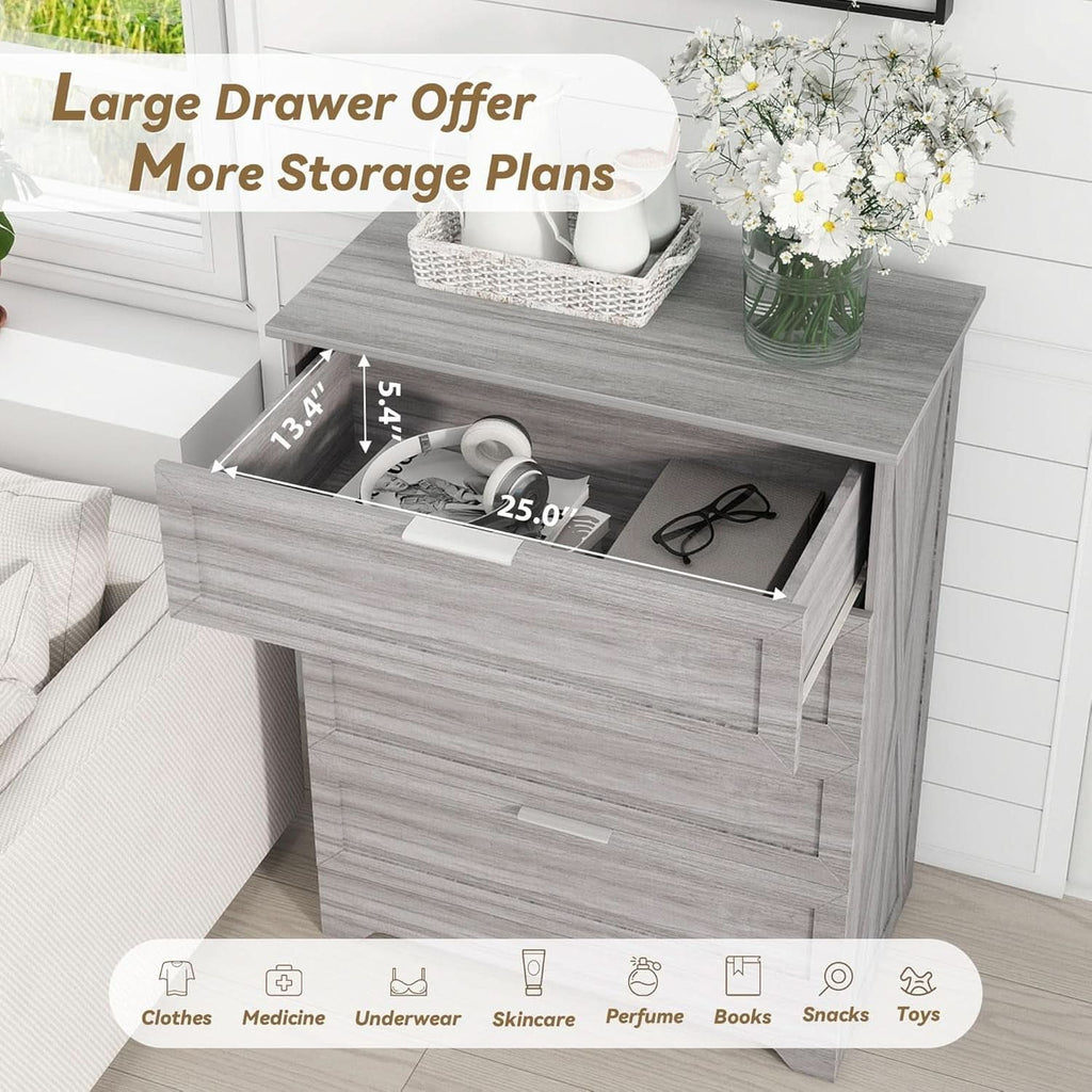 Washed Grey Farmhouse 4 Drawer Distinctive Dresser