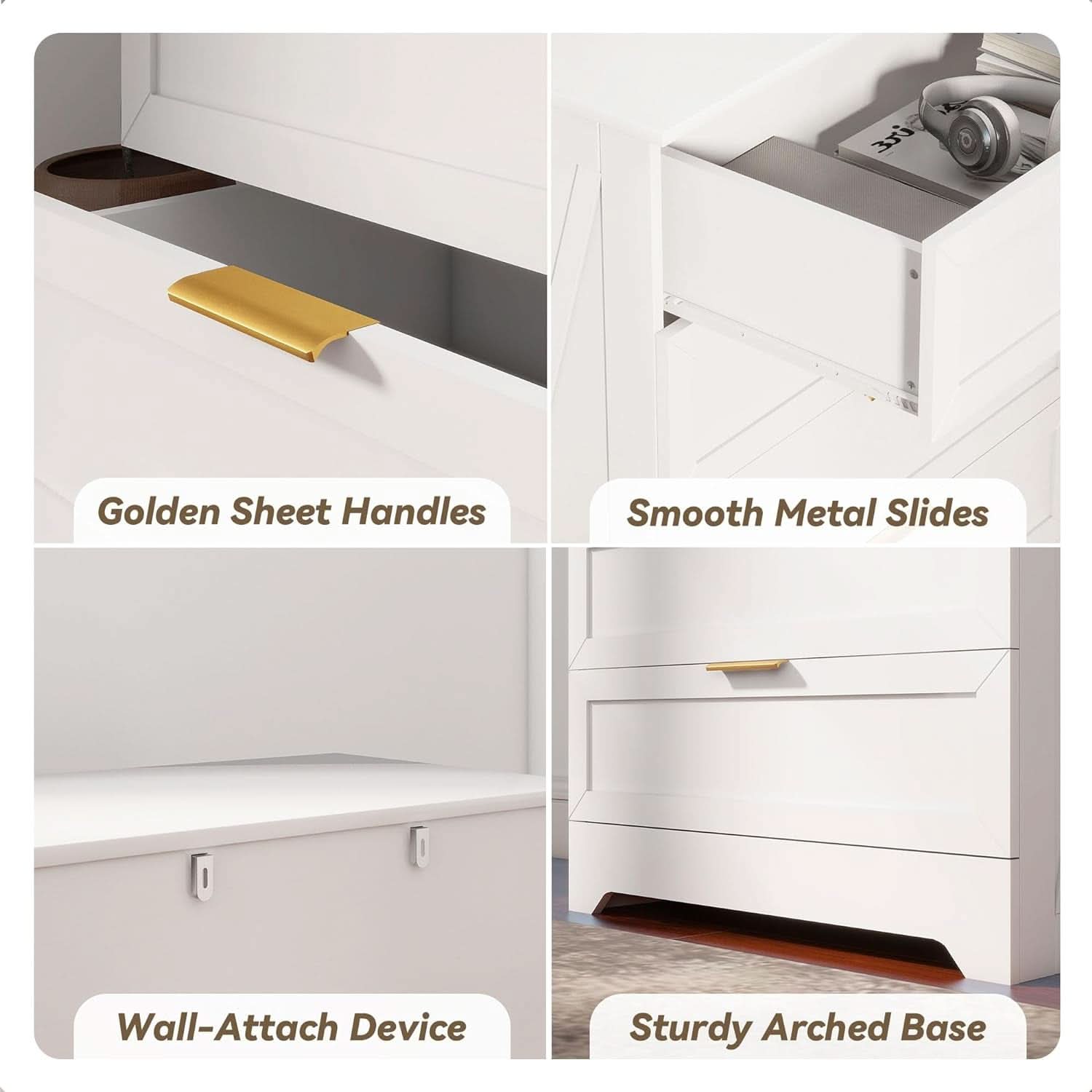 White Lofty Hardwood Dresser With Generous Drawers