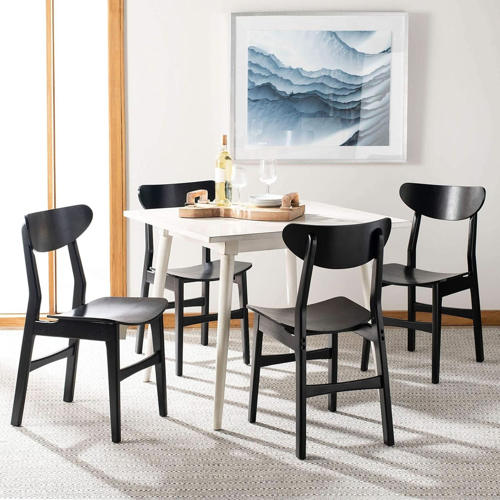 Retro Black Wood Dining Chair Set Of 2 For Home Dining
