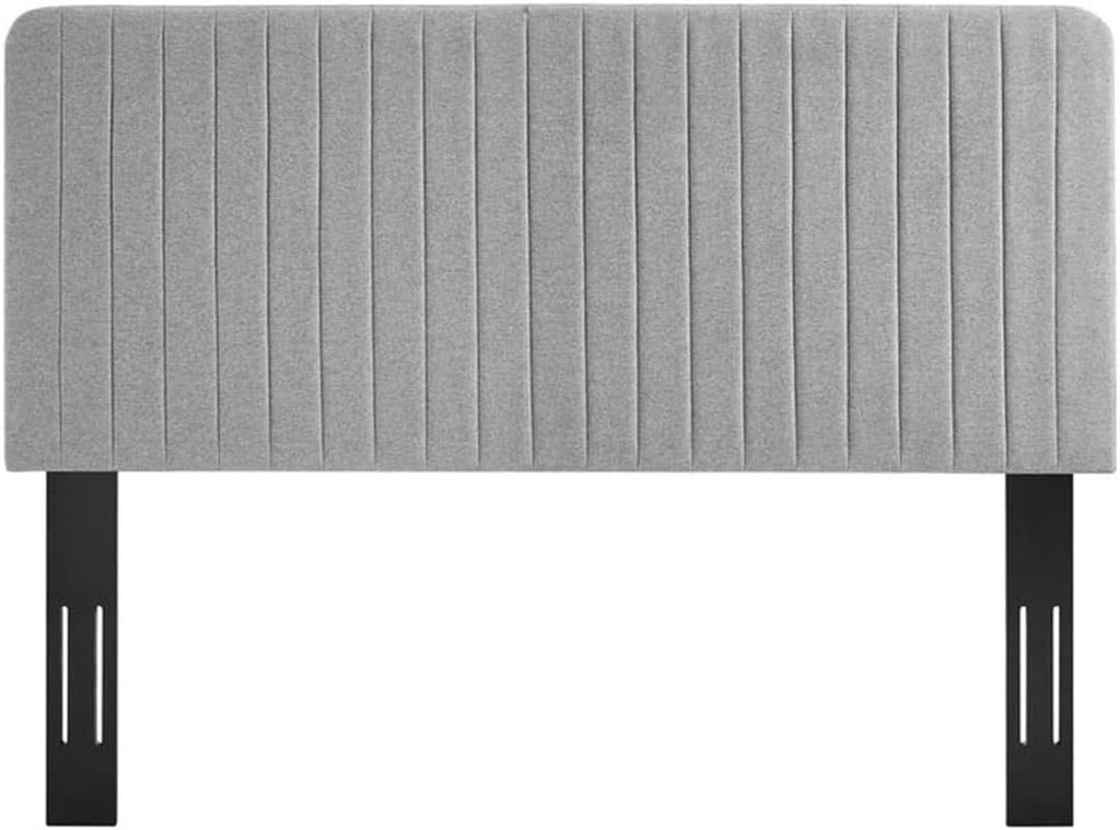 Channel Tufted Light Gray King Headboard With Foam Padding