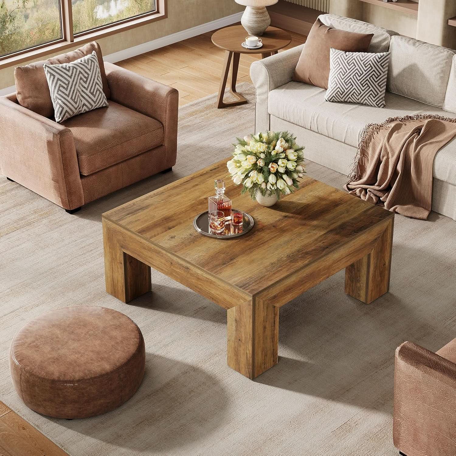 Rectangular Coffee Table ThirtyNine Inches Rustic Brown