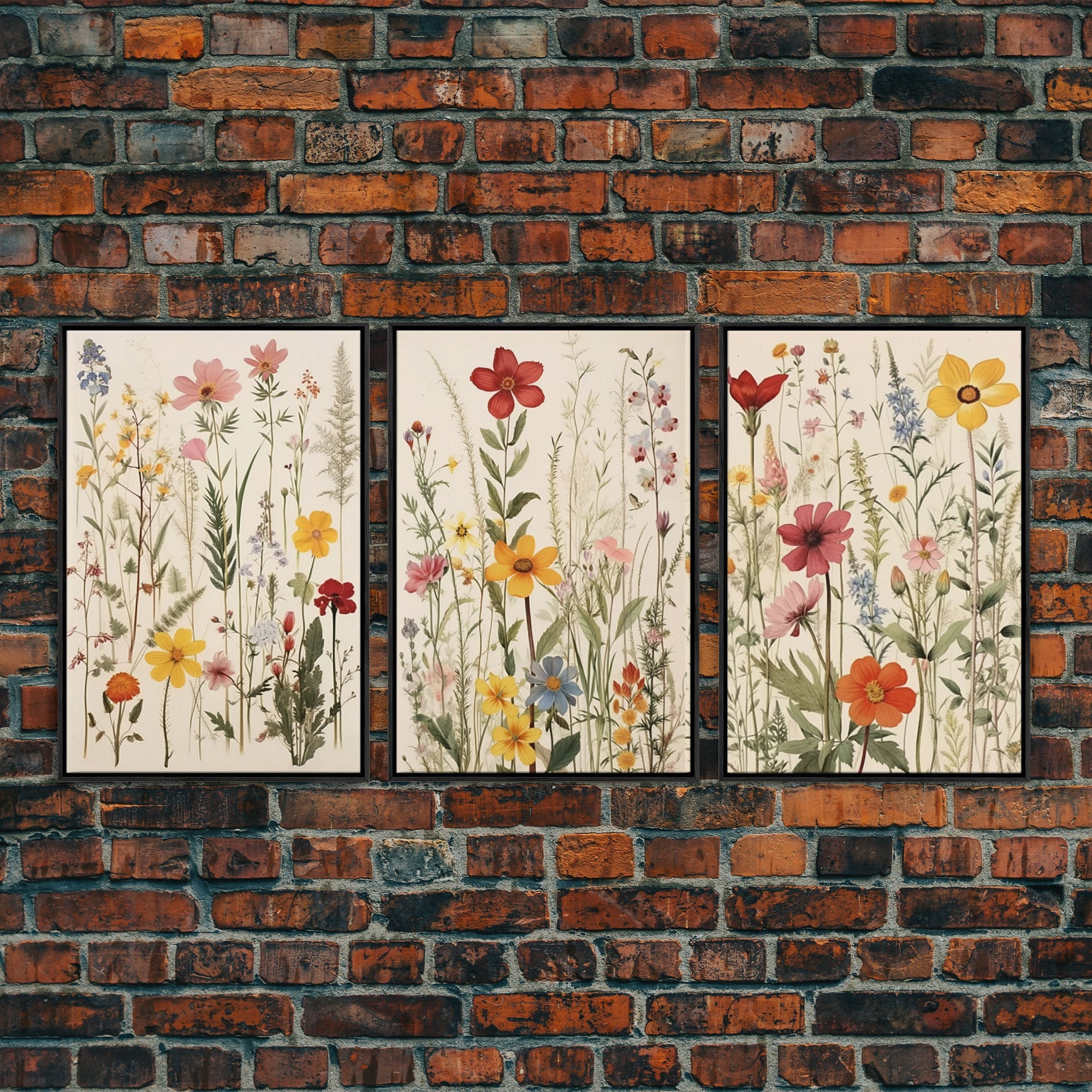 3 Piece Wall Art, Framed Canvas Print Or Poster, Colorful Boho Living Room Art, Minimalist Decor, Wall Art, Gift For Her, Floral Art
