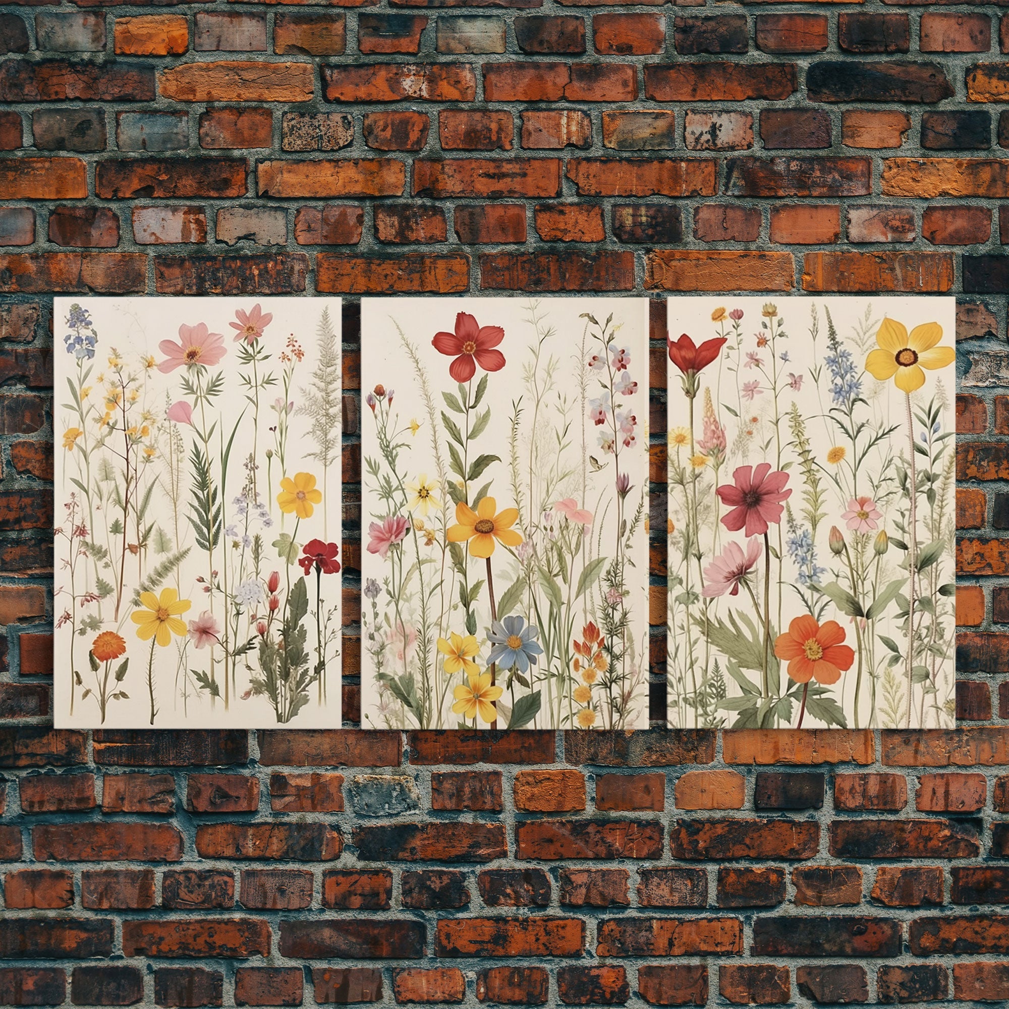 3 Piece Wall Art, Framed Canvas Print Or Poster, Colorful Boho Living Room Art, Minimalist Decor, Wall Art, Gift For Her, Floral Art