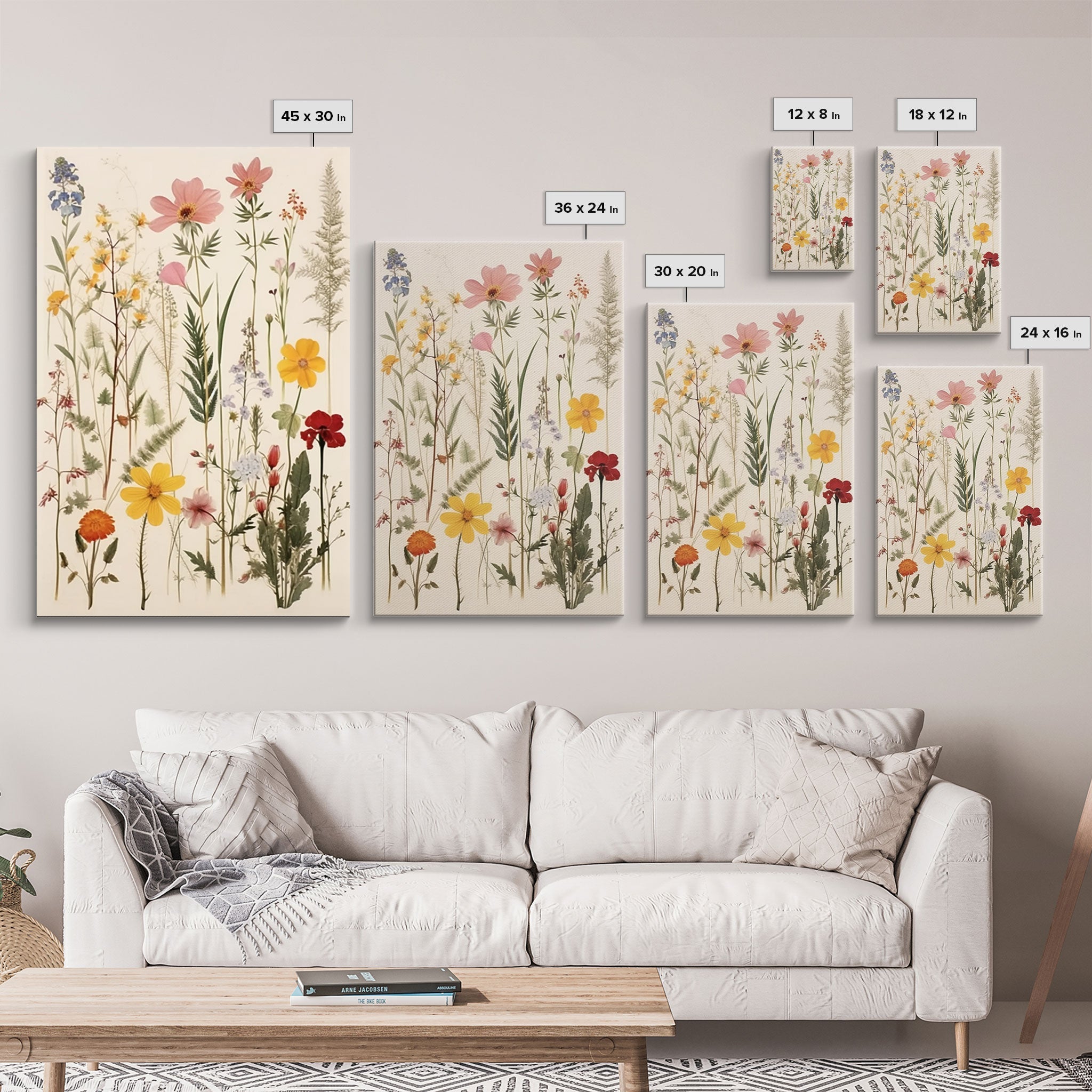 3 Piece Wall Art, Framed Canvas Print Or Poster, Colorful Boho Living Room Art, Minimalist Decor, Wall Art, Gift For Her, Floral Art