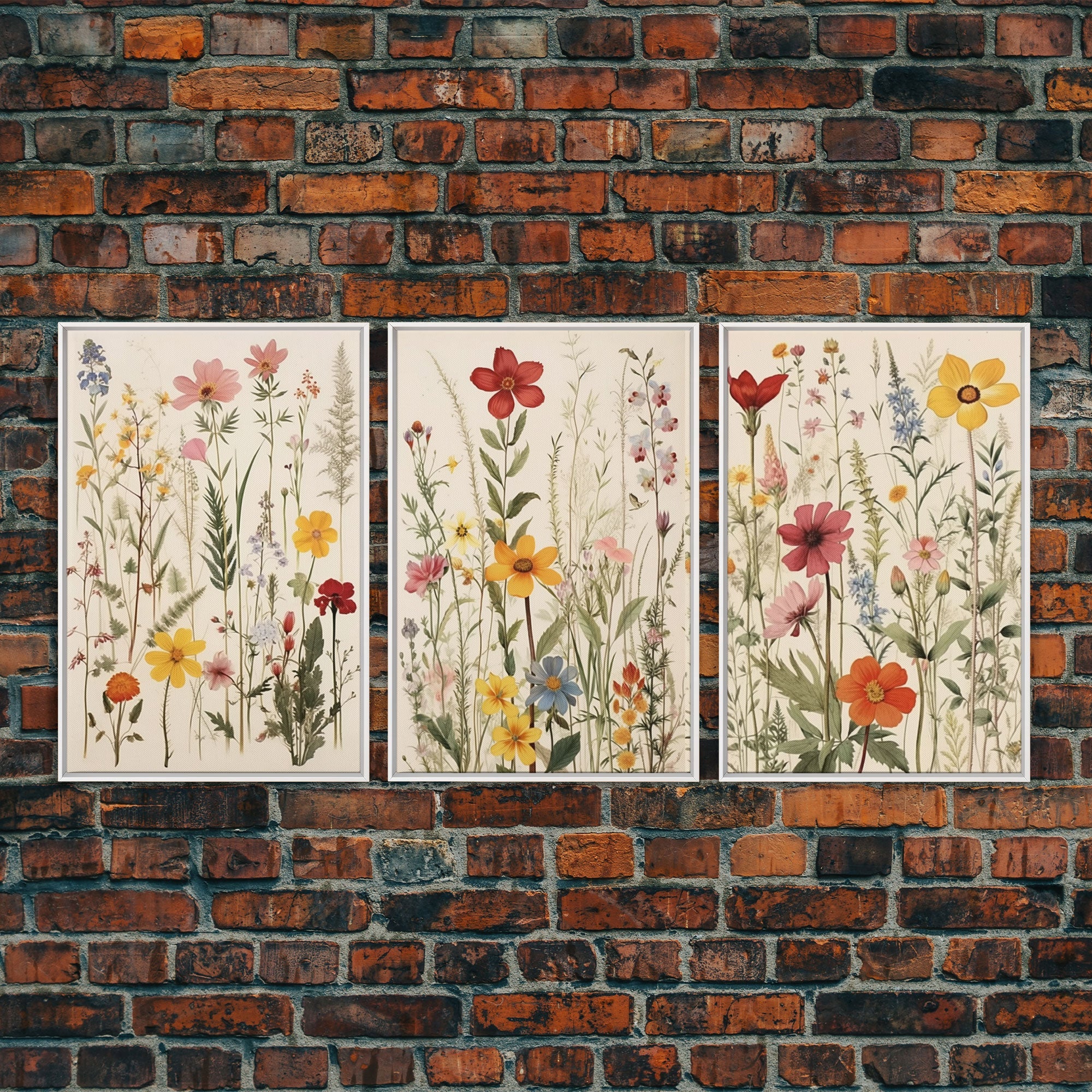 3 Piece Wall Art, Framed Canvas Print Or Poster, Colorful Boho Living Room Art, Minimalist Decor, Wall Art, Gift For Her, Floral Art