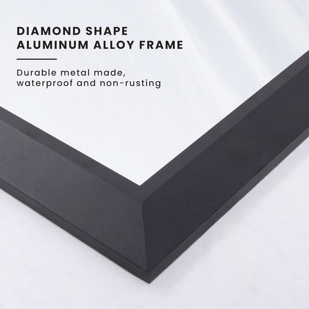 Black 40x32 Inch Metal Framed Bathroom Mirror Wall Mount