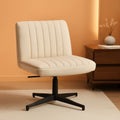 Criss Cross Armless Office Chair Beige Height Adjustable