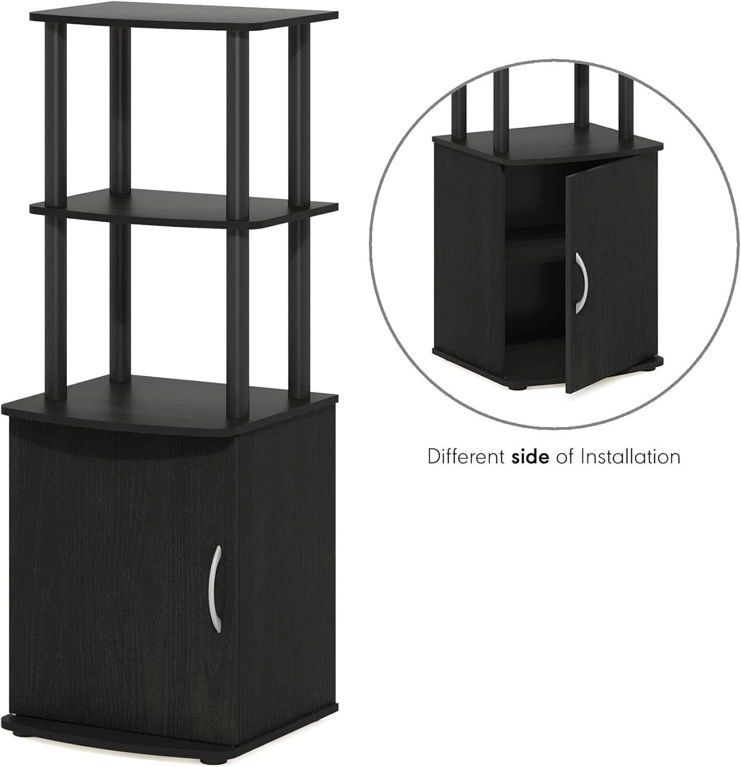Turn N Tube Tall TV Side Table Storage 2 Tier Blackwood