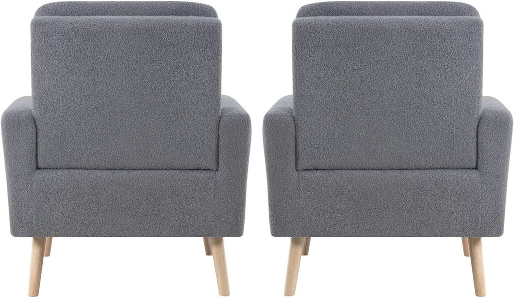 Gray Mid Century Modern Plush Upholstered Armchair