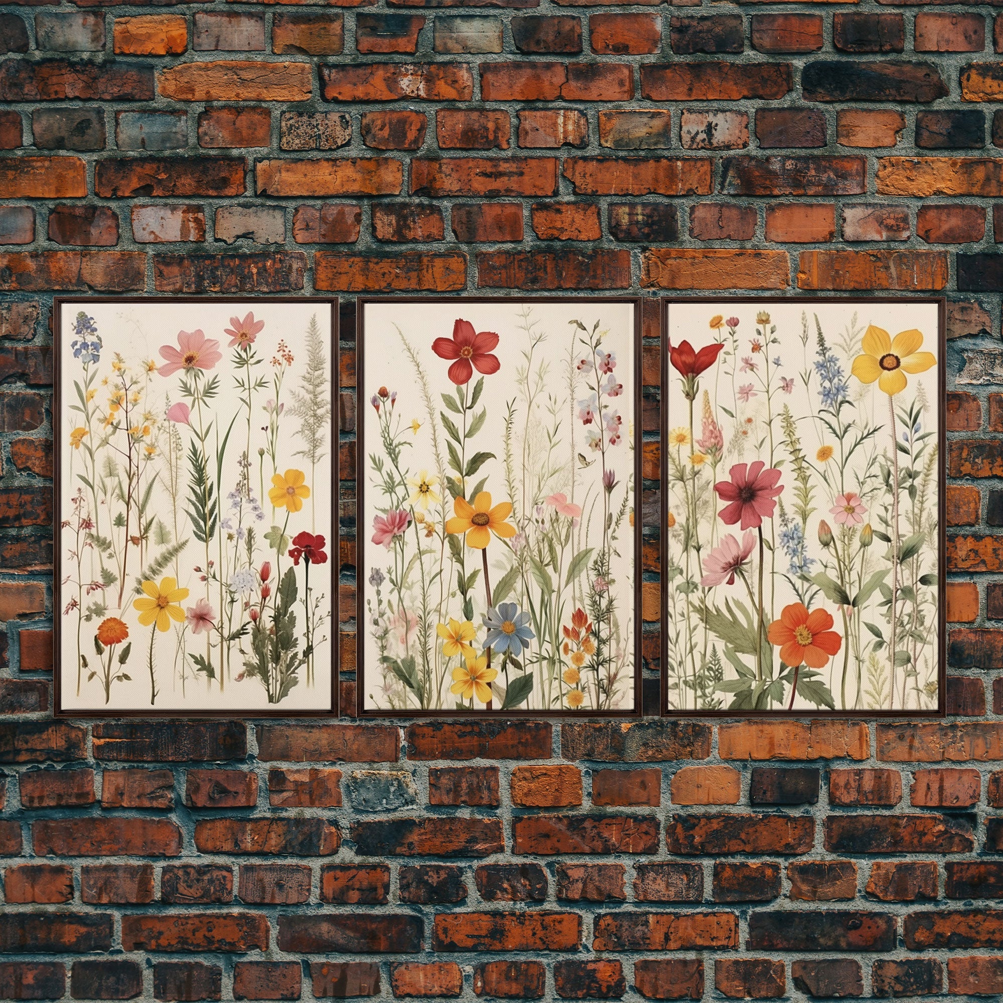 3 Piece Wall Art, Framed Canvas Print Or Poster, Colorful Boho Living Room Art, Minimalist Decor, Wall Art, Gift For Her, Floral Art