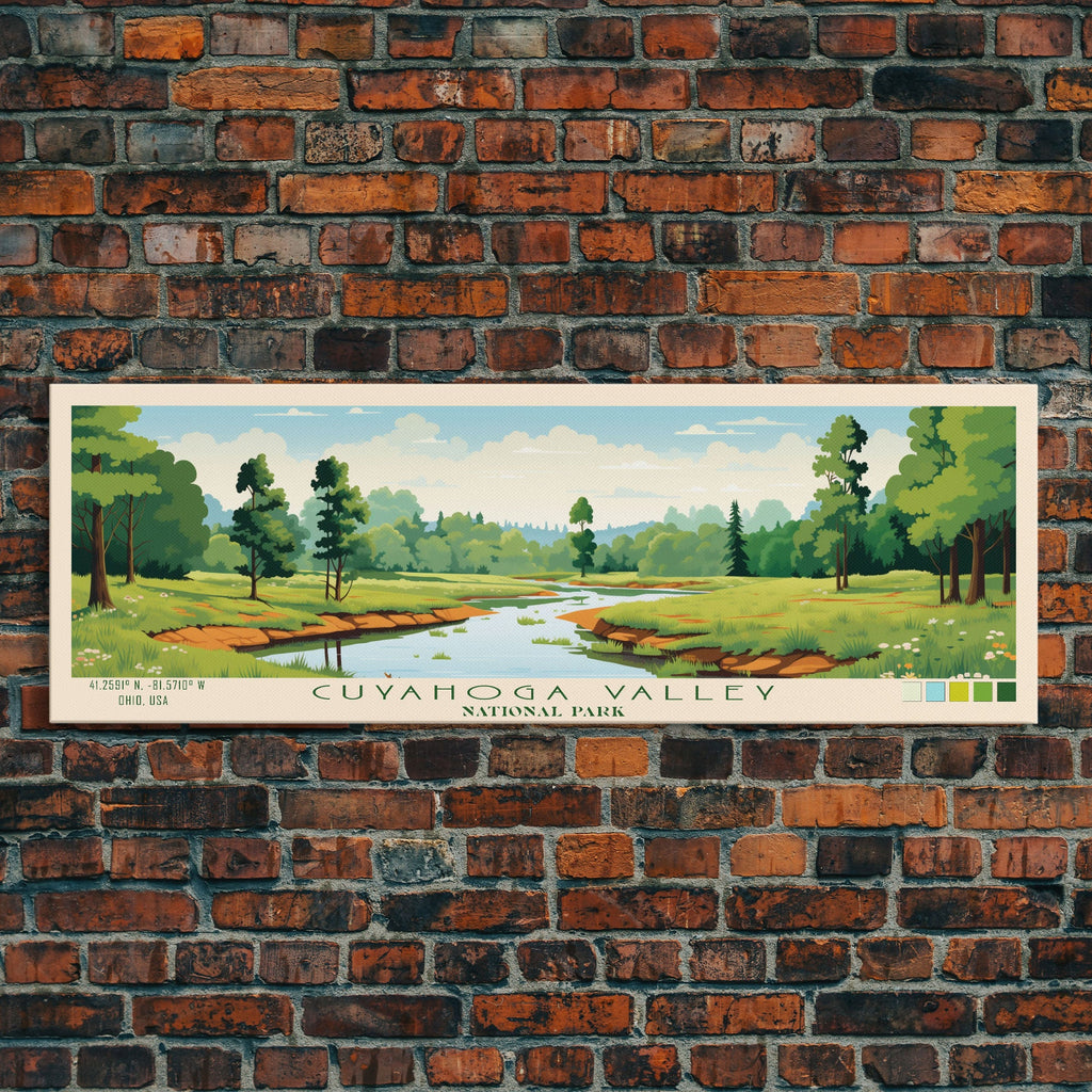 Cuyahoga Valley National Park, Panoramic Ohio Travel Art, National Park Print, Minimalist Travel Art, Midcentury Modern Style Landscape