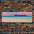 Neon Pink Beach, Cool Abstract Art, Extra Large Wall Art, Framed Panoramic Canvas Print, Framed Wall Art
