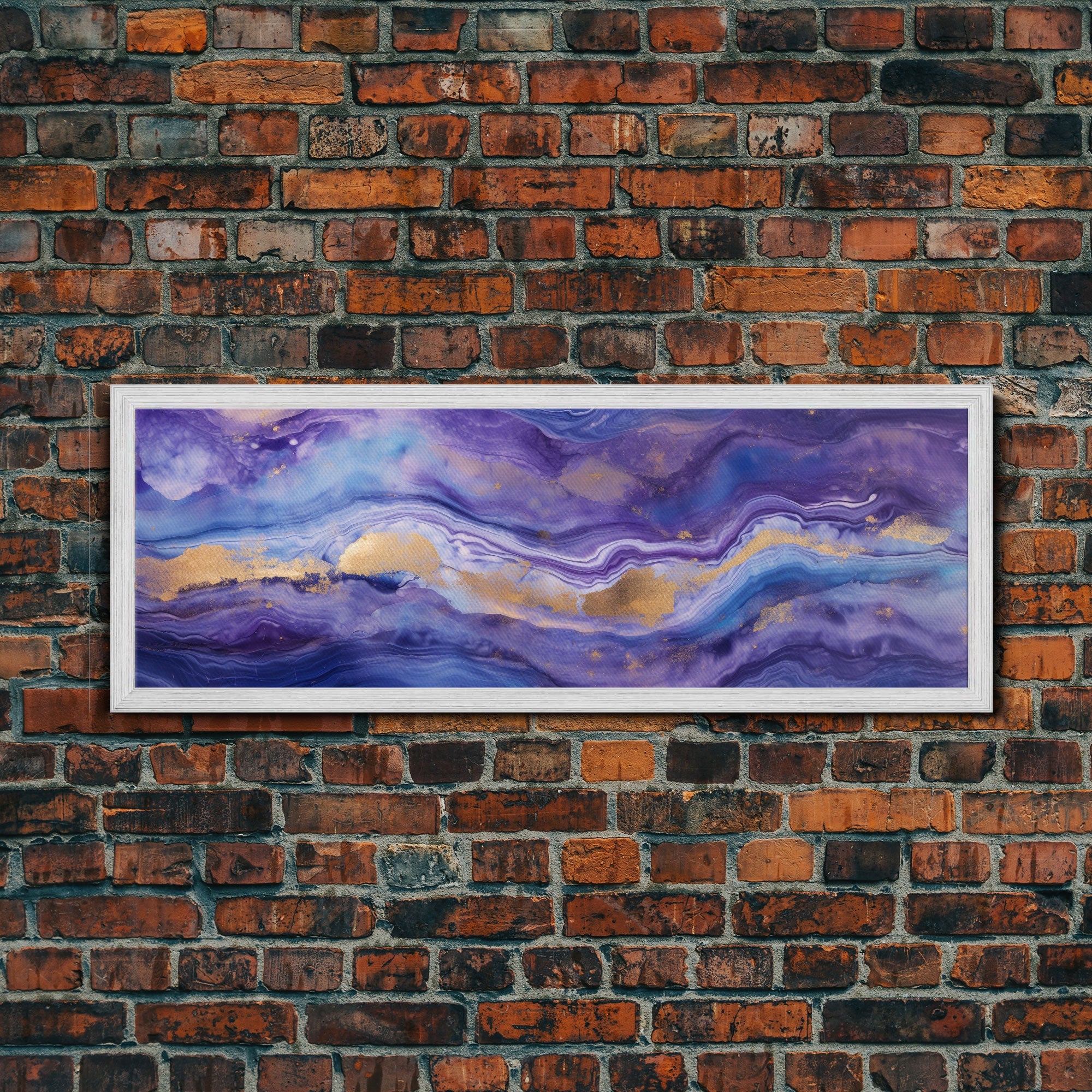 Purple Marble Canvas Wall Art, Abstract Canvas Art, Panoramic Extra Large Wall Art, Marble Wall Decor, Modern Art, Purple and Gold Art