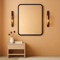 Black Metal Framed Vanity Mirror 36x24 Inch For Over Sink