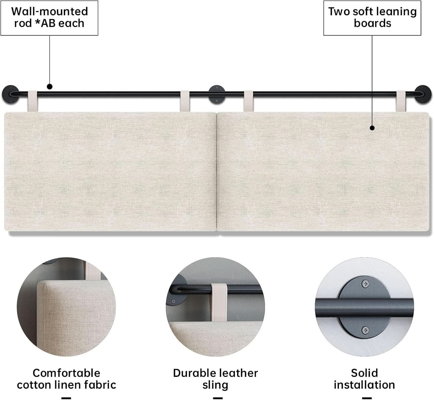 Adjustable Wall Mounted King Size Headboard with Tufting