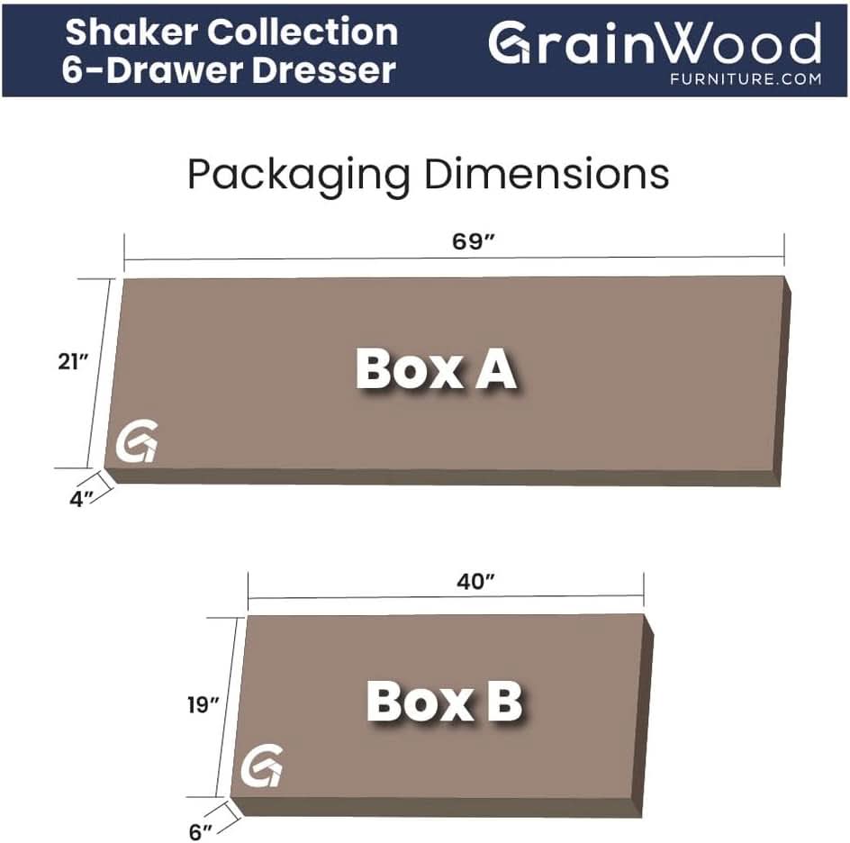 Shaker 6 Drawer Dresser Espresso Finish Solid Wood