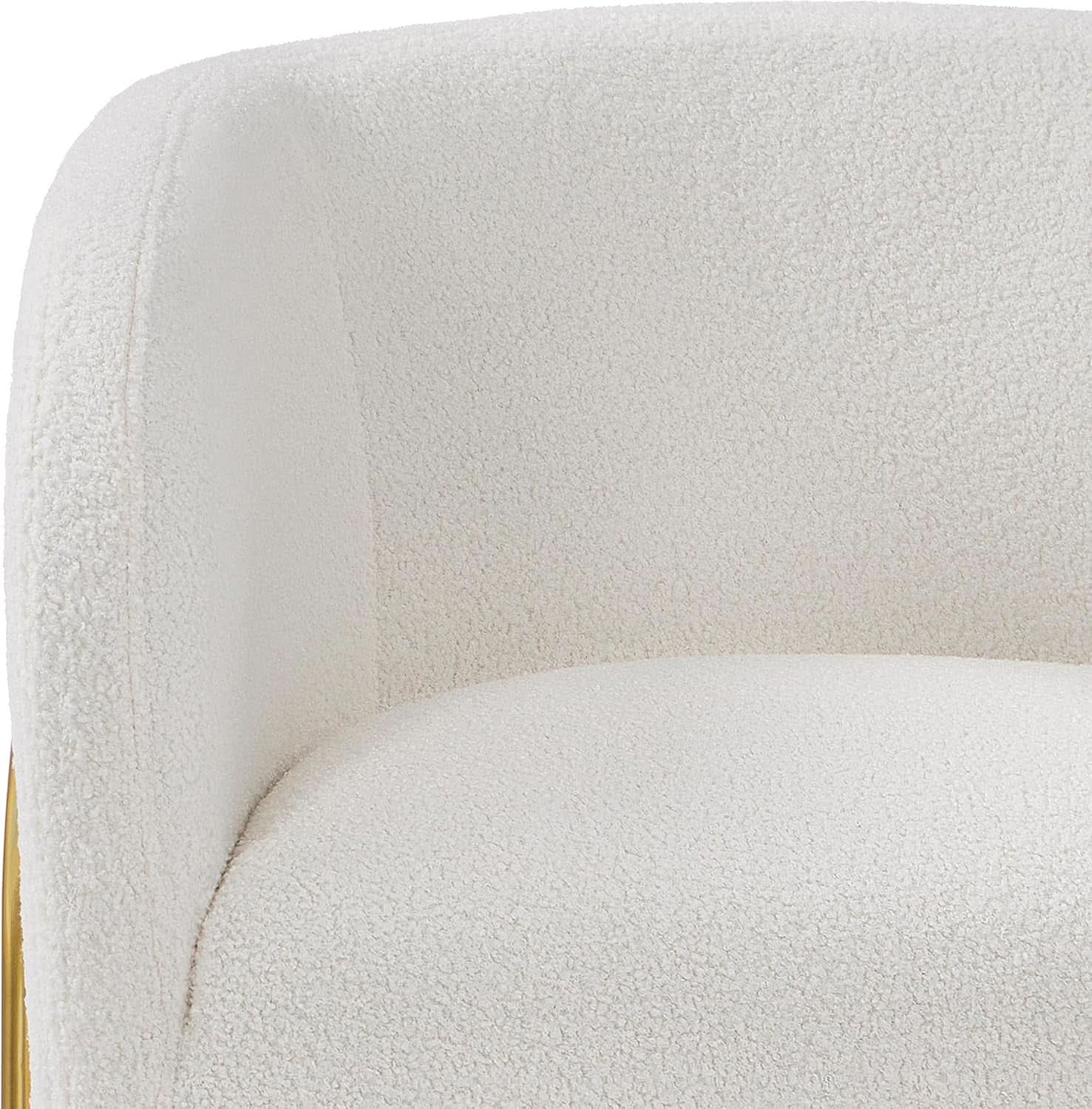 Ivory Boucle Accent Chairs Set Of 2 With Gold Legs