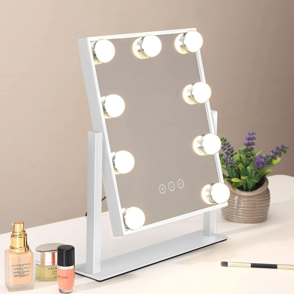 Lighted Makeup Vanity Mirror With 3 Color Modes And 10X Magnification White